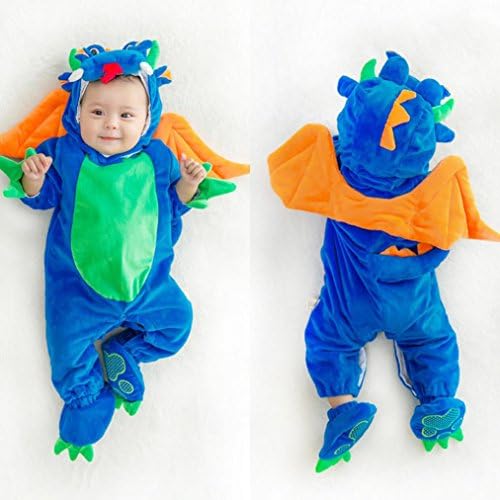 TRENDINAO Baby Toddler Infant Clothes Halloween Animal Dinosaur Bodysuit Footies Playsuit Romper+Hat+Shoes Clothes Outfit Set