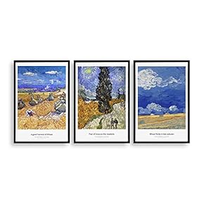 3 Piece Framed Canvas Wall Art The Harvest by Vincent Van Gogh Canvas Prints Home Artwork Decoration for Living Room,Bedroom - 16"x24"x3 Panels