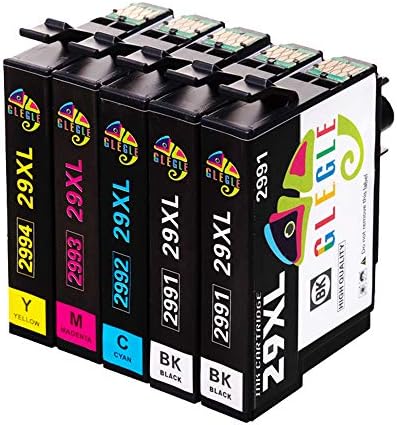 GLEGLE 5 Replacement for Epson 29 29XL Ink Cartridges Compatible with Epson XP-255 XP-245 XP-247 XP-235 XP-352 XP-332 XP-442 XP-342 XP-257 XP-355 XP-452 XP-455 XP-345 XP-445 XP-335 XP-432 XP-435