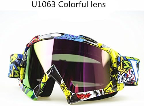 SOLICHT Man&amp;Women Motocross Goggles Glasses MX Off Road Goggles Ski Sport Gafas for Motorcycle Dirt Bike Racing Google (colorful lens)