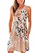 Women's Floral Print Racerback Sleeveless Midi Casual Dresses Small Brown