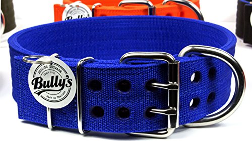 Pitbull Collar, Dog Collar for Large Dogs, Heavy Duty Nylon, Stainless Steel Hardware (Large, Sapphire Blue)