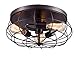 YUBOLE Industrial 3-Light Vintage Metal Cage Flush Mount Ceiling Light, Oil Rubbed Bronze Finish, Rustic Ceiling Lighting Fixture for Bedroom, Dining Room, Living Room, Farmhouse Lighting