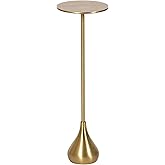 Kate and Laurel Hersi Decorative Modern Pedestal Drink Table; 7 x 7 x 20; Gold; Cast Aluminum Mini Table with Teardrop Base f