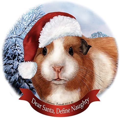 Holiday Pet Gifts American Guinea Pig Santa Hat Porcelain Christmas Ornament