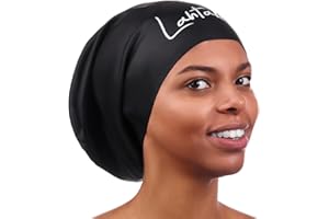 LAHTAK Large Swim Cap for Long Hair - Waterproof Durable Silicone Swimming Cap for Braids, Dreadlocks, Weaves, Afros, Curls – Swim Caps for Women & Men – Anti-Leak Seal for Pool, Beach, Laps & Water Workouts