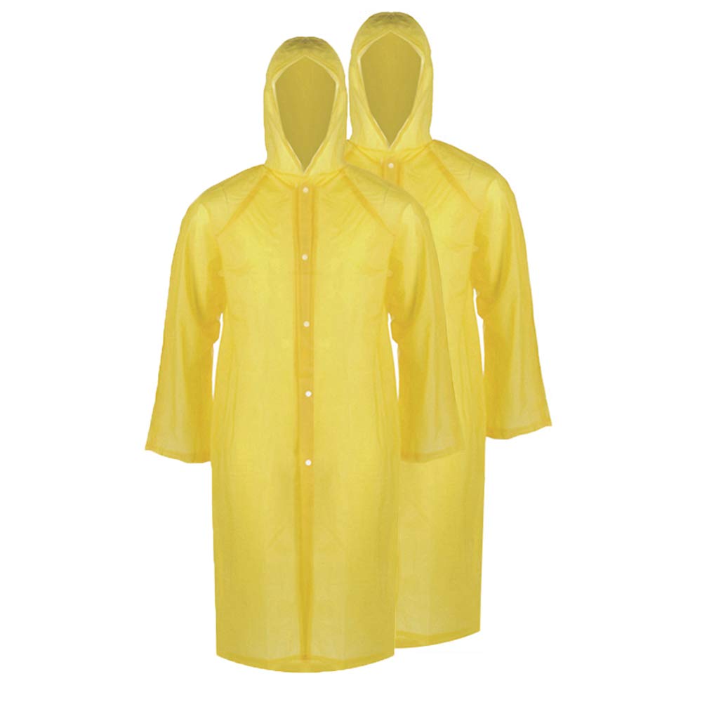 JUN-H 2Pcs Portable Disposable Raincoat Rain Cover for Adult Waterproof Raincoats for Concert Outdoors Leisure Parks Hiking Camping Fishing Bike,One Size (Yellow)