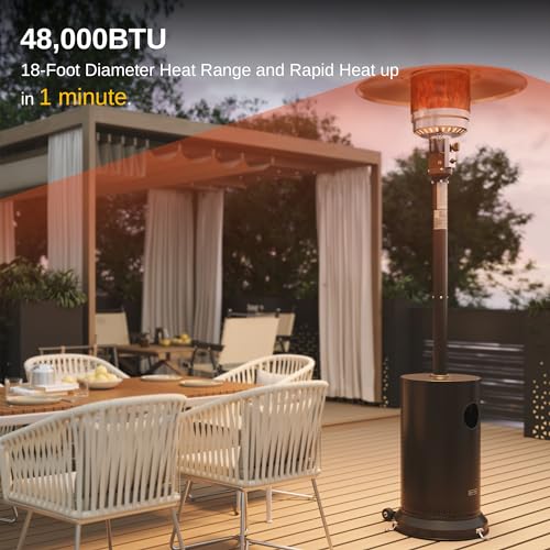 EAST OAK 48,000 BTU Patio Heater for Outdoor Use With Round Table