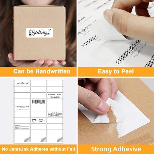 Azonee Shipping Address Mailing Labels 30-UP White Shipping Labels for Inkjet or Laser Printer Labels White Blank Sticker Name Tags Printable Address Labels 30 Per Page 3000 Labels 100Sheets
