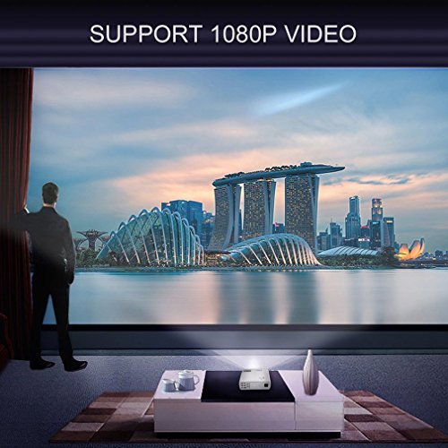 Video Projector ,LESHP 1080P HD Home Cinema Theater Multimedia Office Projector 2600 Lumens Efficiency Backyard Outdoor LCD Support Laptop Xbox VGA USB HDMI for iPad iPhone Android Smartphone TV