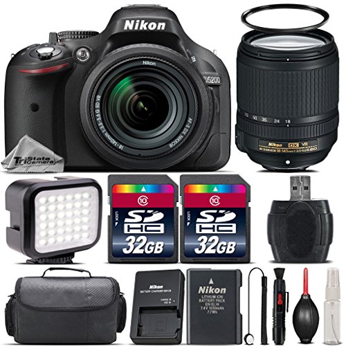 Nikon D5200 DSLR Camera in Black + Nikon 18-140mm VR Lens + 64GB Storage + LED Kit + Case + UV Filter + Card Reader + Lens Cap Holder - International Version Nikon D5200 DSLR Camera in Black + Nikon 18-140mm VR Lens + 64GB Storage + LED Kit + Case + UV Filter + Card Reader + Lens Cap Holder - International Version