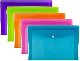 SUMMIT A4+ Heavy Duty Plastic Popper Wallets Pack of 5 Assorted Colours view 1