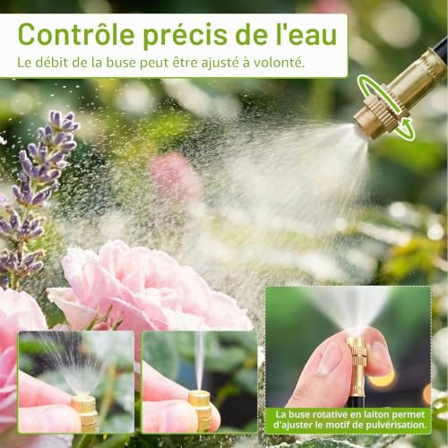 Automatic Watering for Garden 20 m, 360° Automatic Watering System, Irrigation System Kit with 20 Adjustable Nozzles for Gardens, Greenhouses, Balcony Plants, Landscaping, Lawns