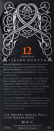 Highland Park 12 Jahre | Viking Honour | Single Malt Scotch Whisky | vollmundiger, rauchiger Geschmack | mit der Wikinger-Seele | 40 % Vol | 700 ml Einzelflasche – Bild 6