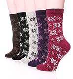 SDBING Women Extra Thick Heavyweight Merino Wool Socks Soft Socks,5-Pack (Snow)