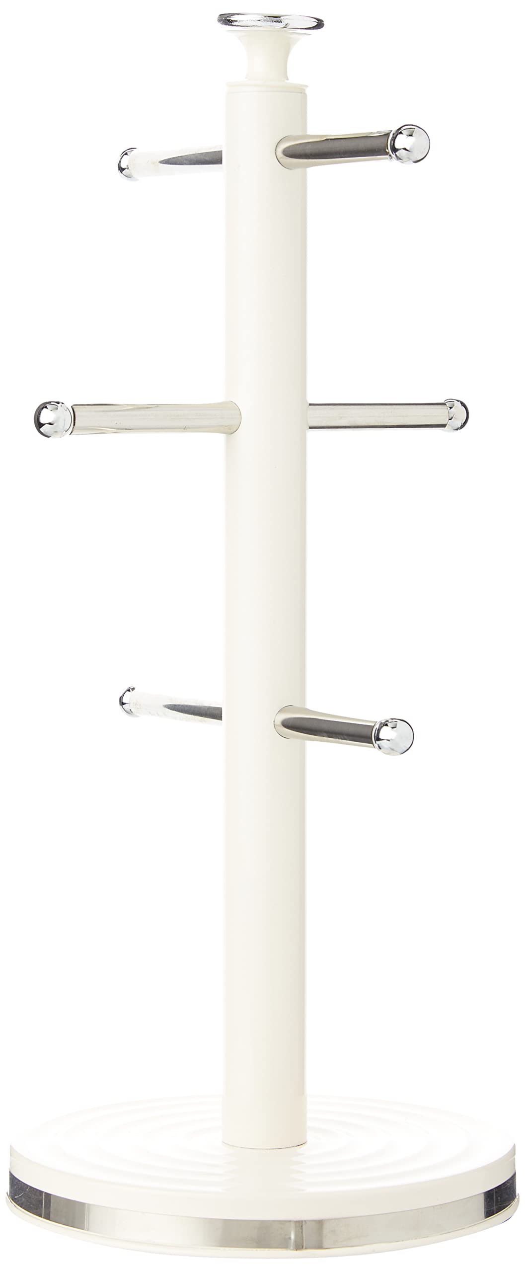 Daewoo Sienna Collection Mug Tree, Free Standing 6 Cup Holder With Sturdy Base, Cream