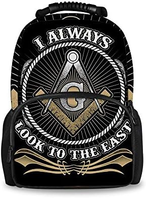 REFLEXS 3D Print Anti-Theft Freemason Look to The East Freemason Logo Daypack, Travel School Daypack for Men &Women