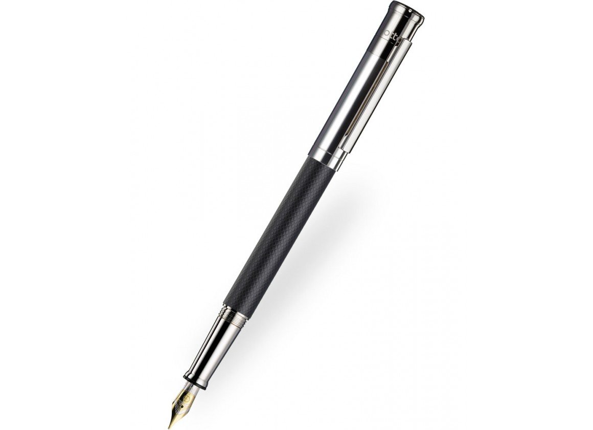 Otto Hutt Design 04 Fountain Pen Square Guilloche Matt Black - Fine