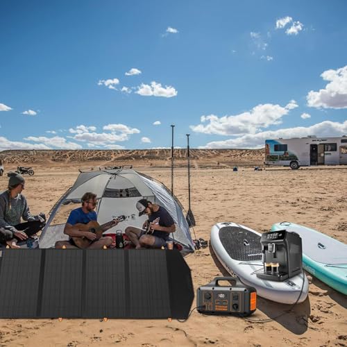 FlexSolar 120W 20-28V DC Output Foldable Solar Panel Chargers, IP65 Waterproof - Emergency Solar Modules for Camping, Motorhomes and Home - Compatible with Power Stations