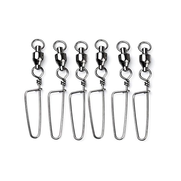 DrFish-High-Strength-Fishing-Ball-Bearing-Swivel-with-Coastlock-Snap-Welded-Ring-Saltwater-Standard-High-Strength-26Lb-to-500Lb100-Copper-Stainless-Steel-Black-Nickle-Coated