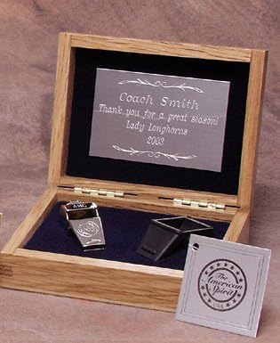 Silver Colored Brass Award Whistle with Safe-T-Tip in a Wooden Gift Box. Made in The USA!