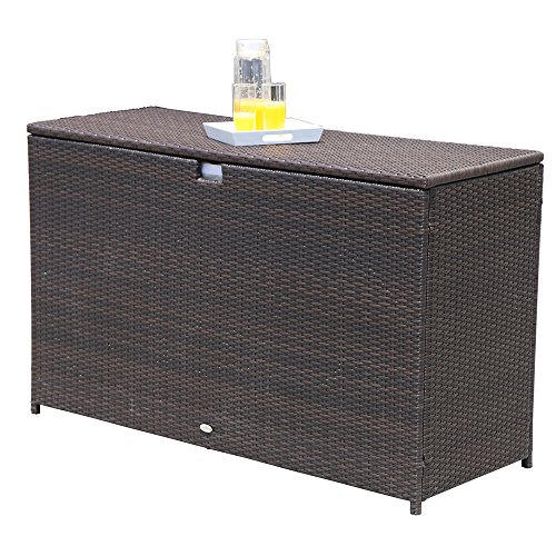 image for Patiorama Outdoor Wicker Storage Box Patio Aluminum Frame Espresso Bro