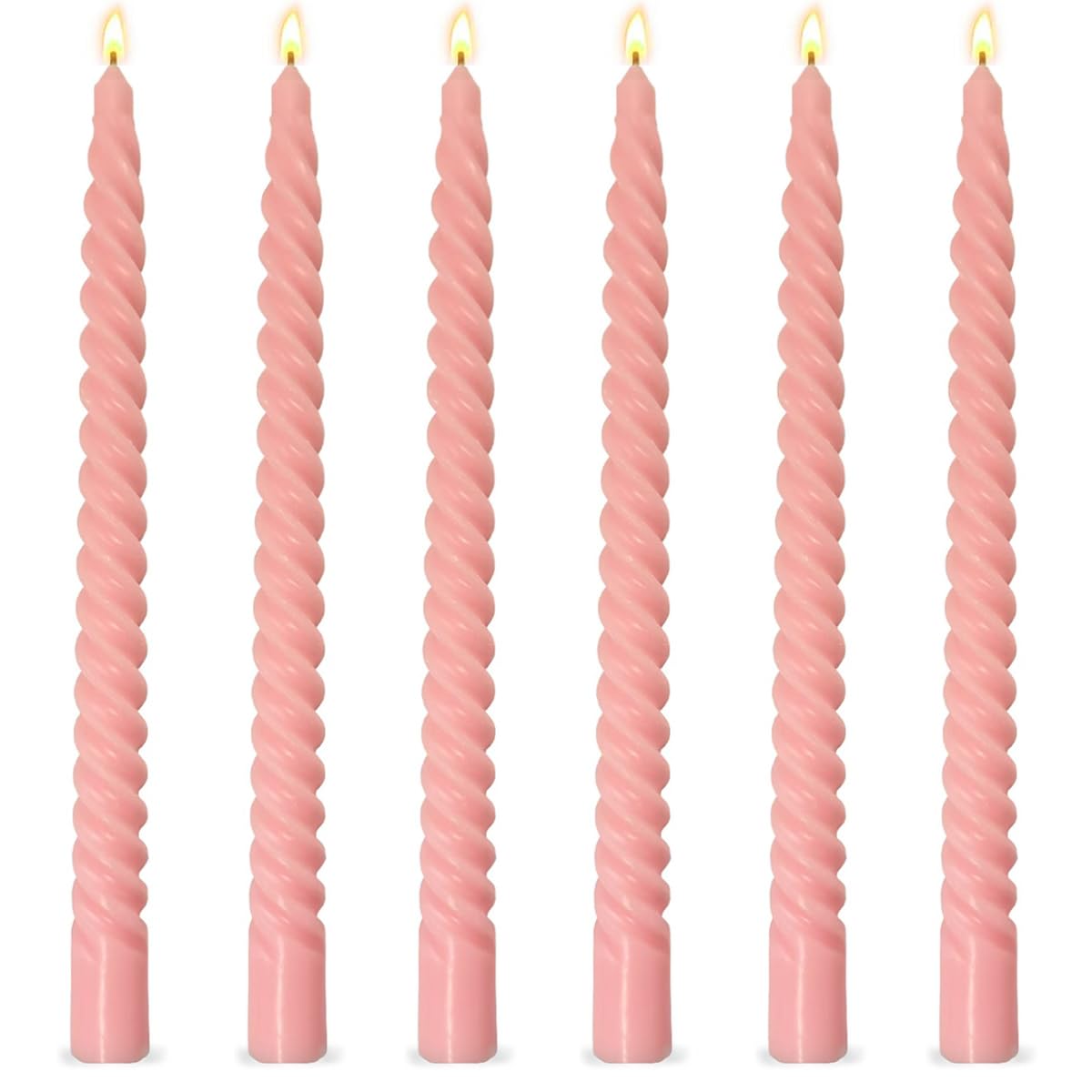 Photo 1 of 6 Pack 10 Inch Pink Spiral Taper Candles for Holiday Home Decoration, Unscented Dripless Twisted Candlesticks for Dinner Party Wedding Valentine's Day Baby Shower and Easter