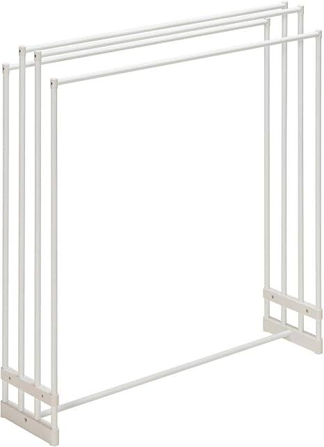 Amazon Co Jp 積水樹脂 バスタオルスタンド ホワイト 幅79 奥行cm 横からサッと通せて4枚干せる Stik B4 ホーム キッチン