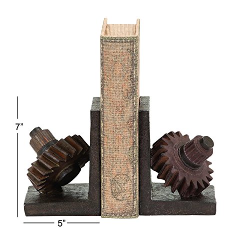 Poly-stone Gear Bookend, 7 By 5-inch, Set of 2