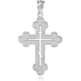 Claddagh Gold 925 Sterling Silver Studded Charm Eastern Orthodox Cross Pendant