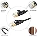 Ealona Cat7 Ethernet Cable 15 Ft - Black Internet Patch Cord, 10Gb SSTP RJ-45 Flat Short Patch Cord,Faster Than Cat5e/Cat6, for Camera, Hubs, Hub, Adapter, NAS - 15 feet