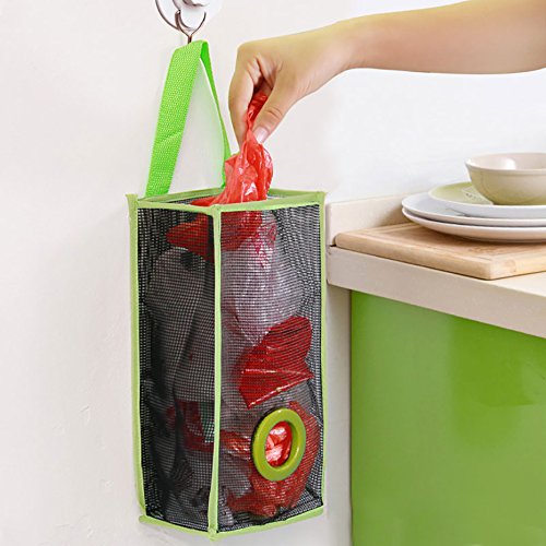 Flee Set of 2 Wall Mount Plastic Bags Holder Hanging Grocery Bag Container Plastic Grocery Bag
