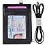 Beurlike Bifold ID Badge Holder Case Leather Credit Card Wallet Neck Lanyard (Black)