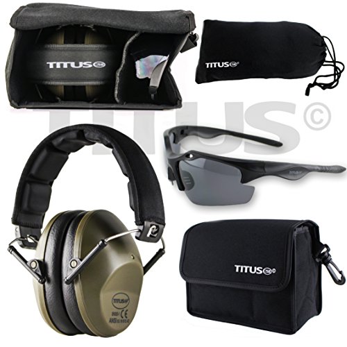 TITUS Slim-line Earmuffs 34 NRR & G18 Polarized Sculpt Z87.1 Safety Glasses Combos