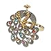 TTOYOUU Set of 6 Alloy Delicate Vintage Peacock Napkin Rings with Colorful Diamonds for Dinner,Banquet,Parties (Vintage Peacock)