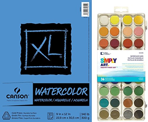 Canson watercolor paper pad, 30-sheet, 9-inch by 12-inch, x-large…