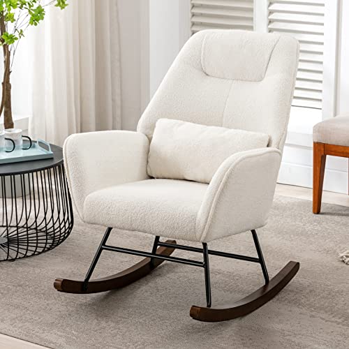 Rocking Chair, Comfy Nursery Rocking Chair Armchair Rocker Chair Lamb