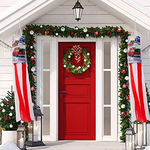 PINCHUANG 40 Inch Christmas Windsock Flag, Winter Windsock Outdoor Hanging Decoration for Front Yard Patio Lawn Garden Party Decor (Style A (2 Pack)) - Thumbnail 3