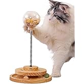 Marchul Cat Ball Toy with Treat Ball, Cat Treat Dispenser Toy with Roller Track Ball, Interactive Cat Toys Wooden for Indoor