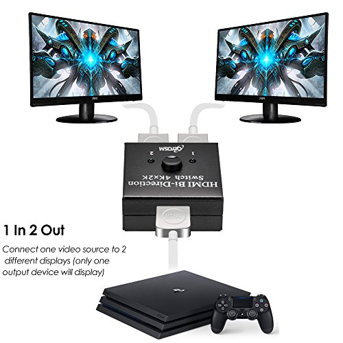 HDMI Switch Bi-Directional Switch Olycism Bi-direction Switcher/Splitter 2 Into 1 or 1 In 2 Out Support Ultra HD 4k X 2k 1080p for HDTV, Game Consoles, PC