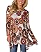 Tovly Women Plus Size Long Sleeve Tunic Tops Loose Floral Print Shirt(Taupe Red,XXXL)