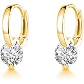 SLUYNZ Sterling Silver CZ Hoop Earrings for Women Teen Girls Minimalist CZ Hoop Earrings Huggie