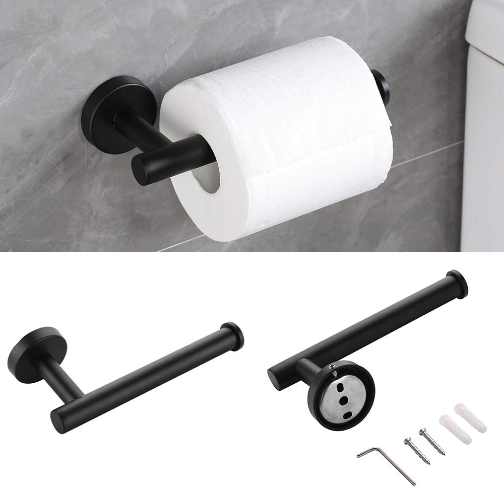 Ntipox 4 Piece Matte Black Stainless Steel Bathroom Hardware Set Include Hand Towel Ring, Toilet Paper Holder,and 2 Robe Towel Hooks,Bathroom Accessories Kit: Kitchen & Dining