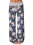 LOSRLY Women Floral Print High Drawstring Waist Wide Leg Palazzo Pants Plus Size-Floral-1 XL