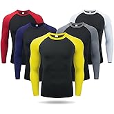 5 Pack Men's Long Sleeve Compression Shirts Base Layer, Dry Fit Moisture Wicking Running Gym Workout Athletic Top