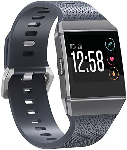 Fitbit Ionic Accessories Bands,Juvnile Soft Sport Wristband TPU Replacement Adjustable Classic Straps for Fitbit Ionic Smart Fitness Watch Women Men. (Gray, Large)