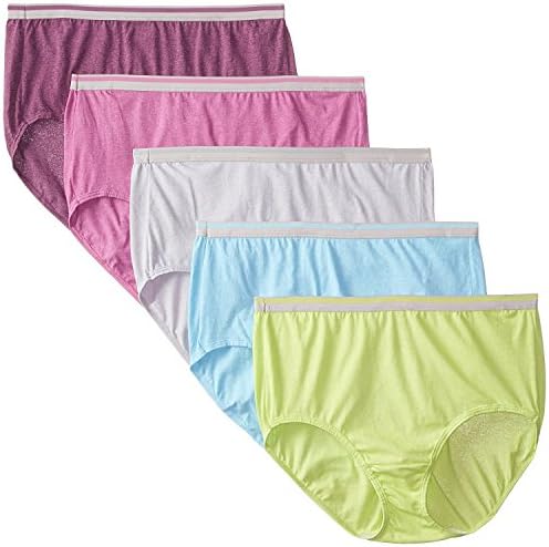 Fruit of the Loom Women's Plus Size Fit for Me 5 Pack Cotton Panties
