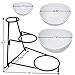 Food Serving Bowl Set: 3 Tier Metal Display Stand with 3 White Stoneware Bowls | Dessert and Snack Server by Chef’s Medal
