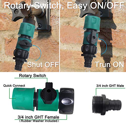 WeiMeet 8 Pieces Plastic Garden Hose Quick Connector with Shutoff Valves 3/4 Inch GHT Male and Female Quick Connectors for Water Hose Coupling Quick Release Water Hose Fittings and Adapters(4 Sets) - Thumbnail 2