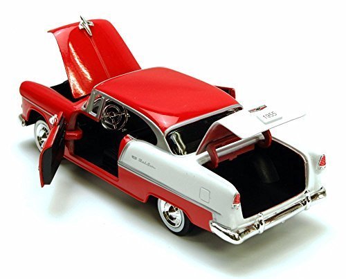Motormax 1955 Chevy Bel Air 1/24 Scale Diecast Model Car Red - Thumbnail 3